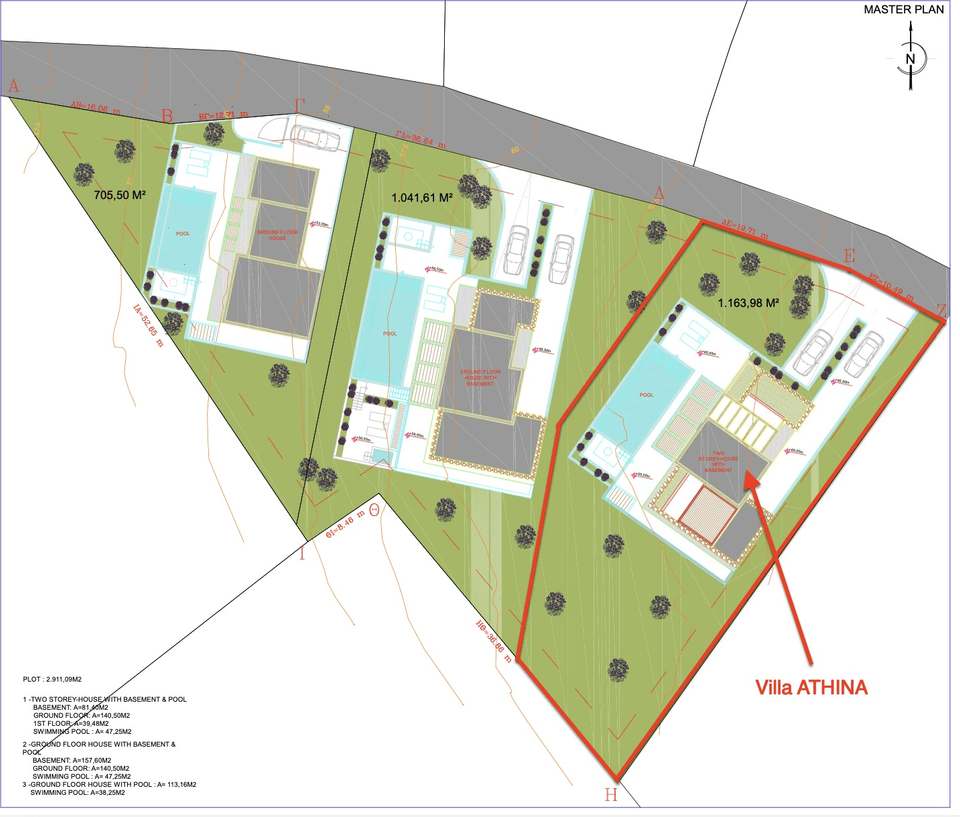 Site plan of THEA PANORAMA with Villa ATHINA highlighted